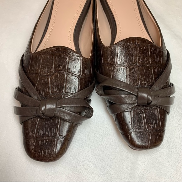 AD & Daughters Brown Croc-Embossed Leather Mules, Leather Soles and Lini… - Picture 3 of 15